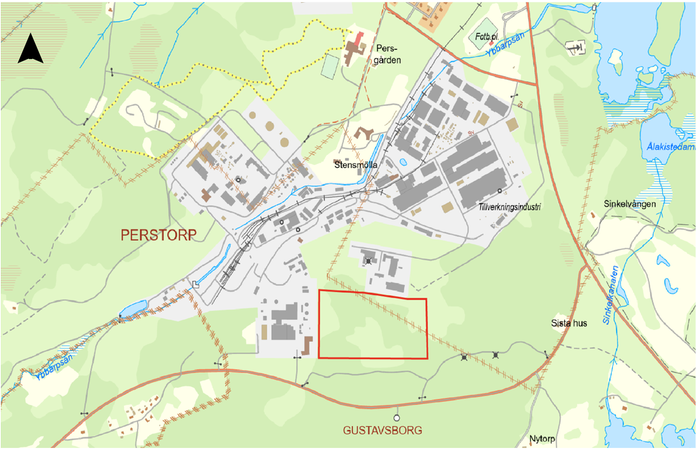 Kartbild som visar detaljplanens geografiska avgränsning 