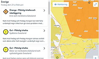 Skärmklipp från varningsmedelanden SMHI:s webbplats