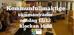 Kommunfullmäktige sammanträder 12 december