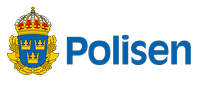 Vit bagrund med en bild som visar Polisens logotyp med texten polis under. 