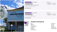 Bildcollage med tre bilder som visar exteriör Vuxenutbildningen samt skärmklipp från Familjens Helsingborgs Webbplats Skånevux med information om ansökningar till Vuxenutbildningen.